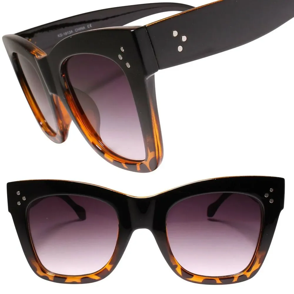 Classic Hip Hop Swag OG Oversized Unisex Tortoise and Black Square Sunglasses